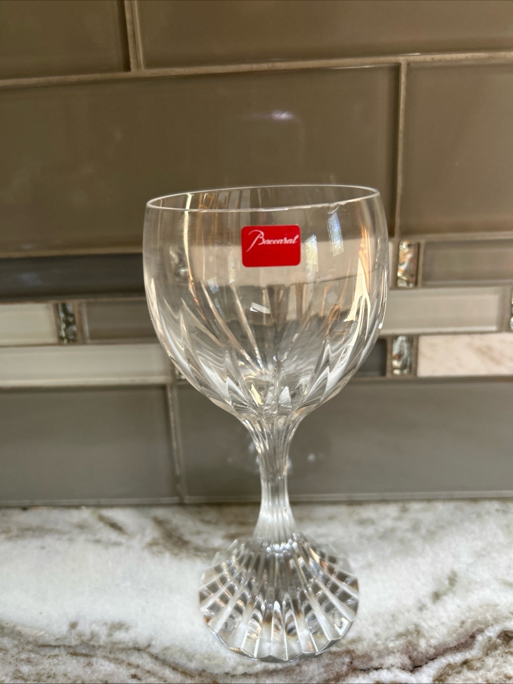 BACCARAT Signed Cut Crystal MASSENA  7 1/2" WATER GOBLET FRANCE